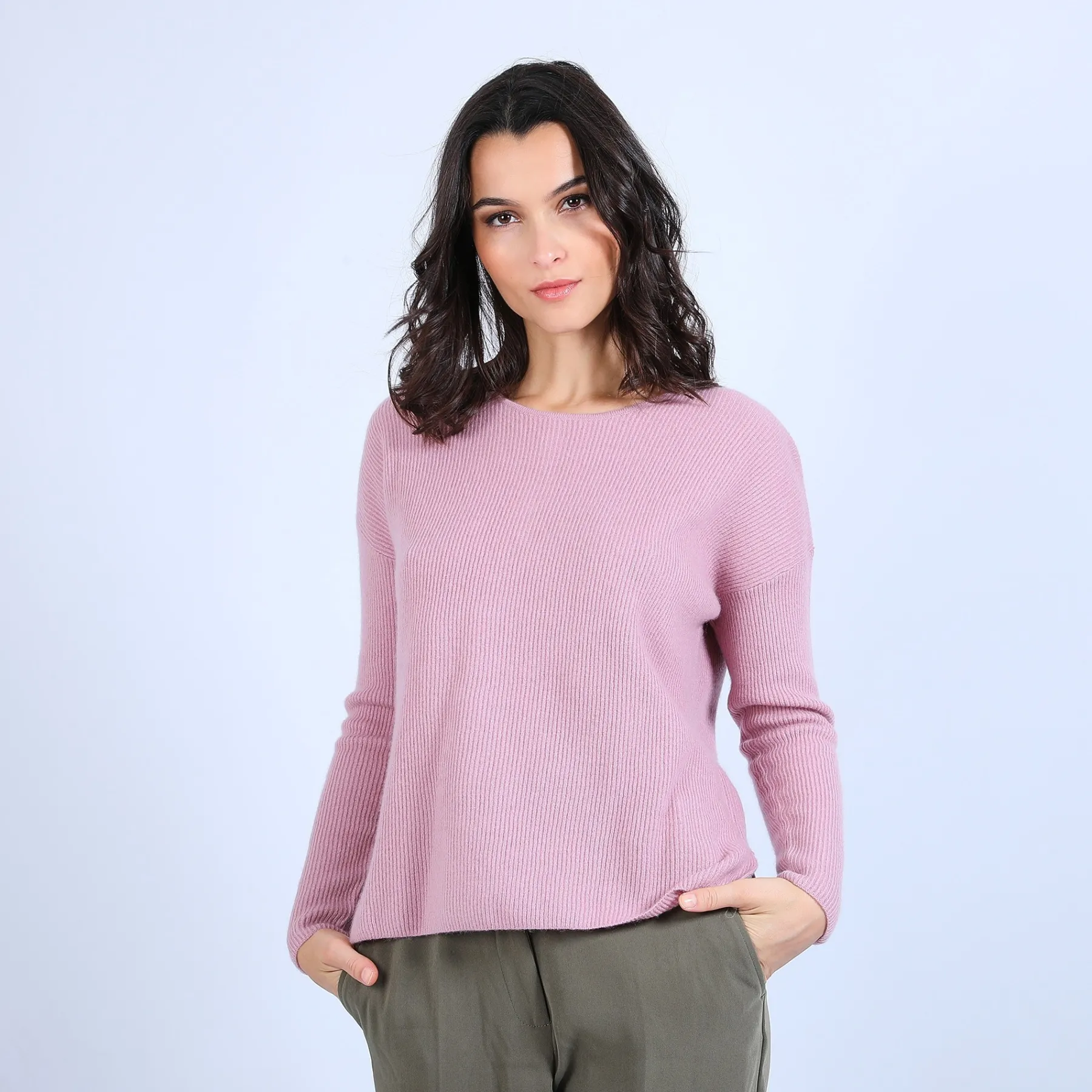 Montagut Pulls-Pull cachemire boutons dos - Becky 25-Rose moyen