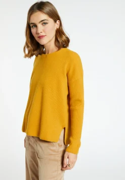 Montagut Pulls-Pull cachemire boutons dos - Becky 89-Moutarde