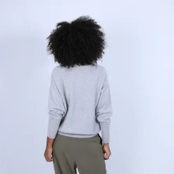 Montagut Les Incontournables-Pull cachemire chauve souris col roulé - Bob 11-Gris clair