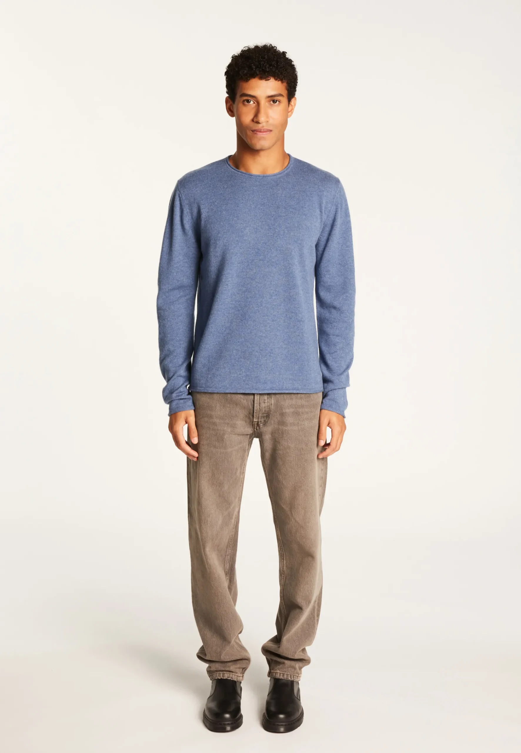 Montagut Pulls-Pull cachemire col rond - Ernesto 95-Bleu denim