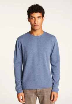 Montagut Pulls-Pull cachemire col rond - Ernesto 95-Bleu denim
