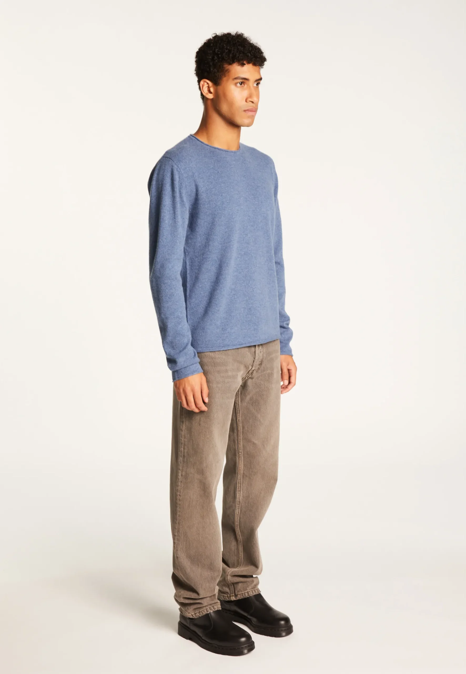 Montagut Pulls-Pull cachemire col rond - Ernesto 95-Bleu denim