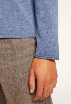 Montagut Pulls-Pull cachemire col rond - Ernesto 95-Bleu denim