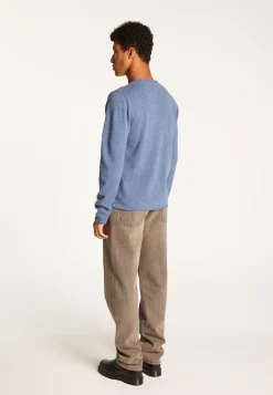 Montagut Pulls-Pull cachemire col rond - Ernesto 95-Bleu denim