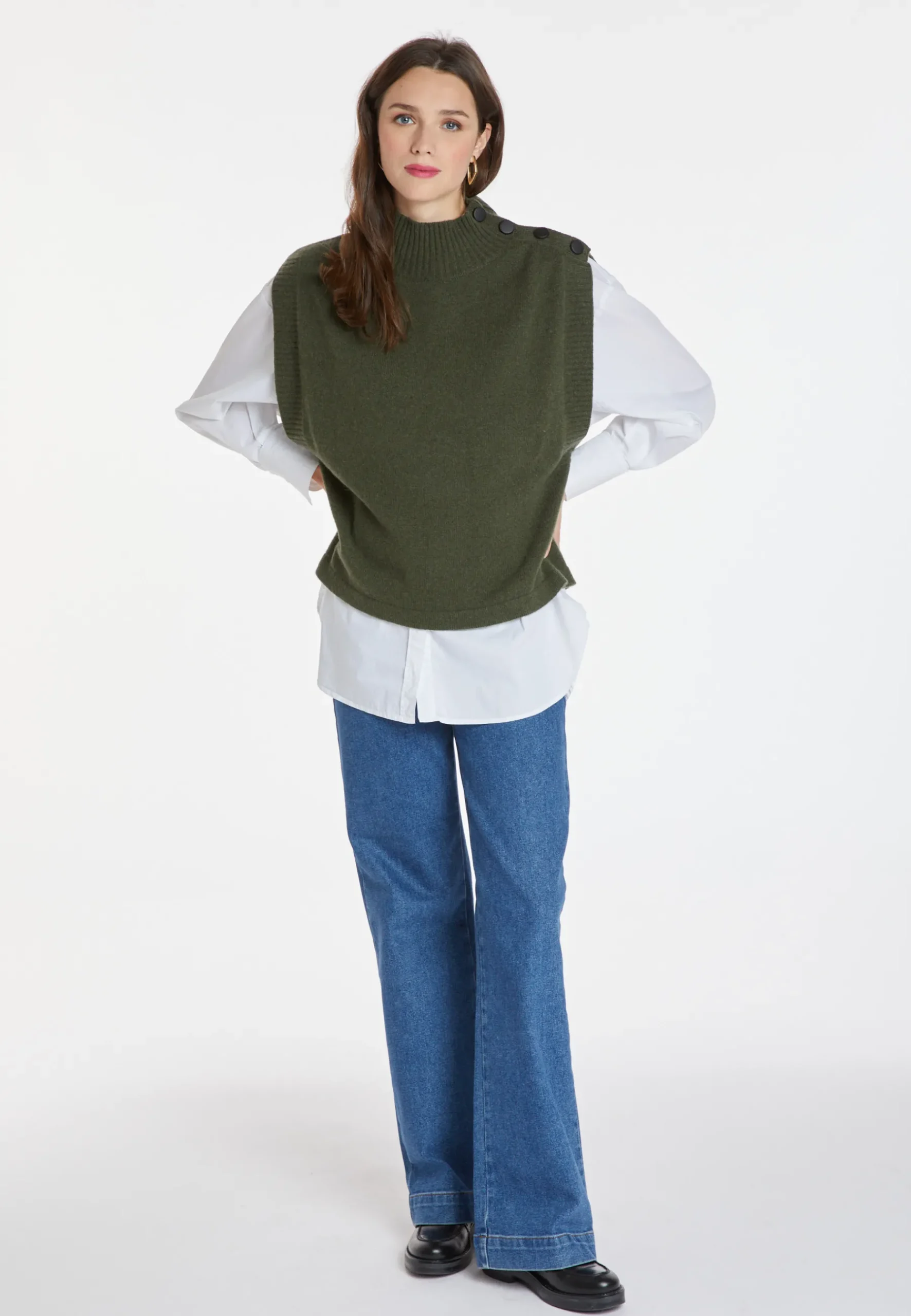 Montagut Les Incontournables-Pull cachemire et laine - Anika 83-Kaki