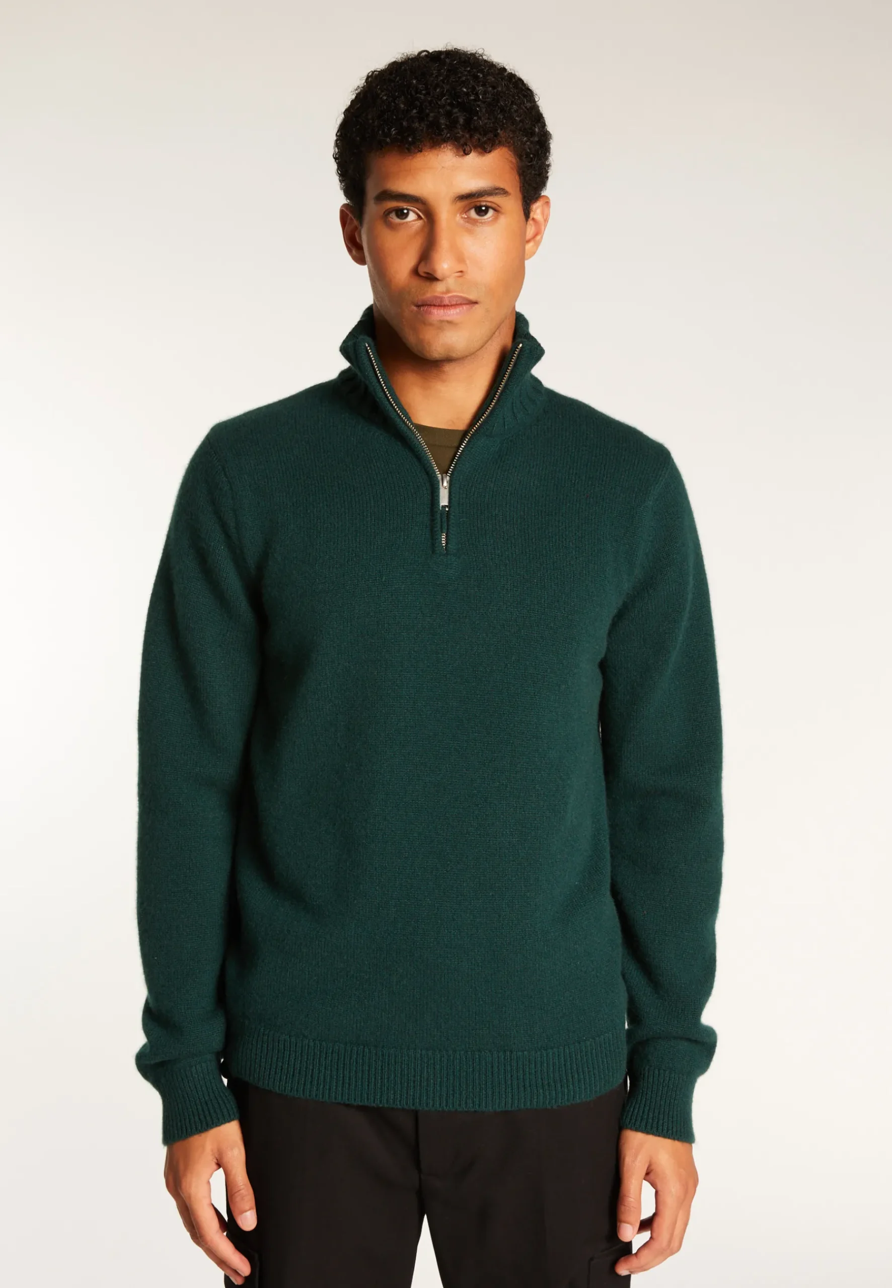 Montagut Pulls-Pull camionneur en cachemire 6 fils - Emiliano duo 21-Vert foncé