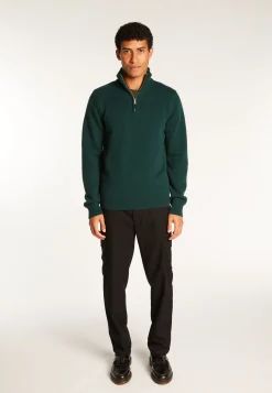 Montagut Pulls-Pull camionneur en cachemire 6 fils - Emiliano duo 21-Vert foncé
