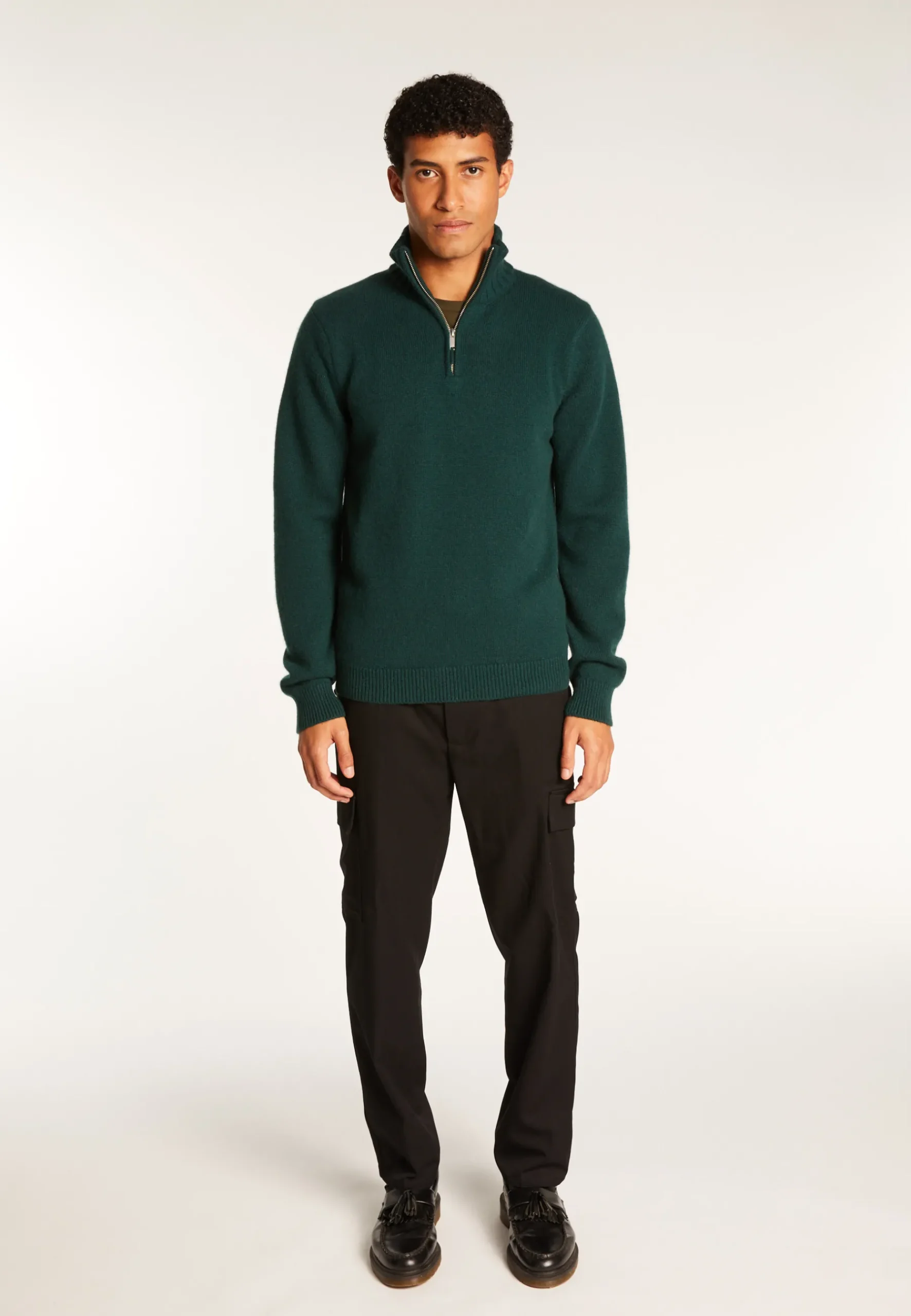 Montagut Pulls-Pull camionneur en cachemire 6 fils - Emiliano duo 21-Vert foncé