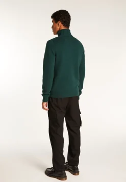 Montagut Pulls-Pull camionneur en cachemire 6 fils - Emiliano duo 21-Vert foncé