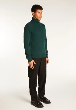 Montagut Pulls-Pull camionneur en cachemire 6 fils - Emiliano duo 21-Vert foncé