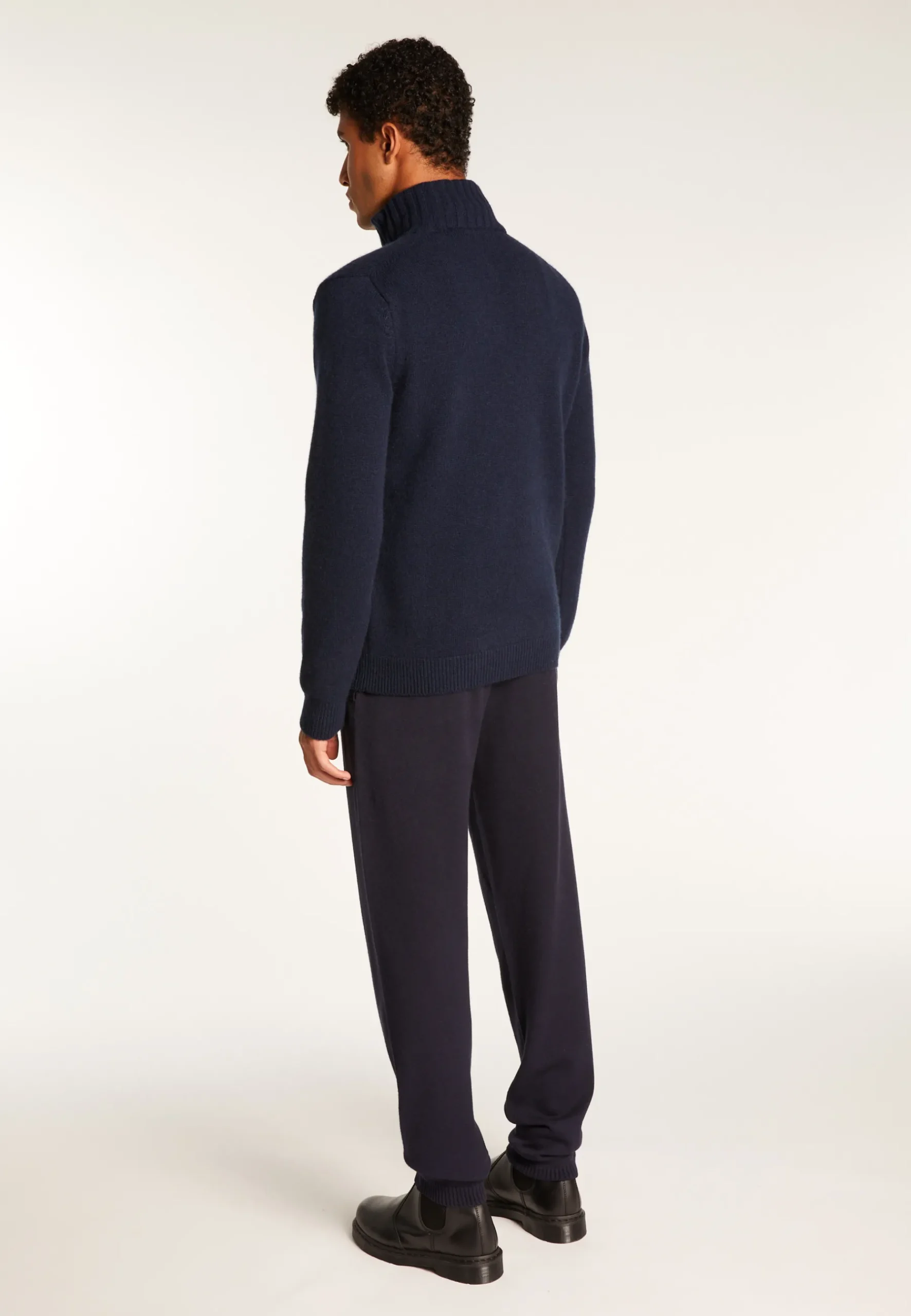 Montagut Pulls-Pull camionneur en cachemire 6 fils - Emiliano duo 05-Bleu marine