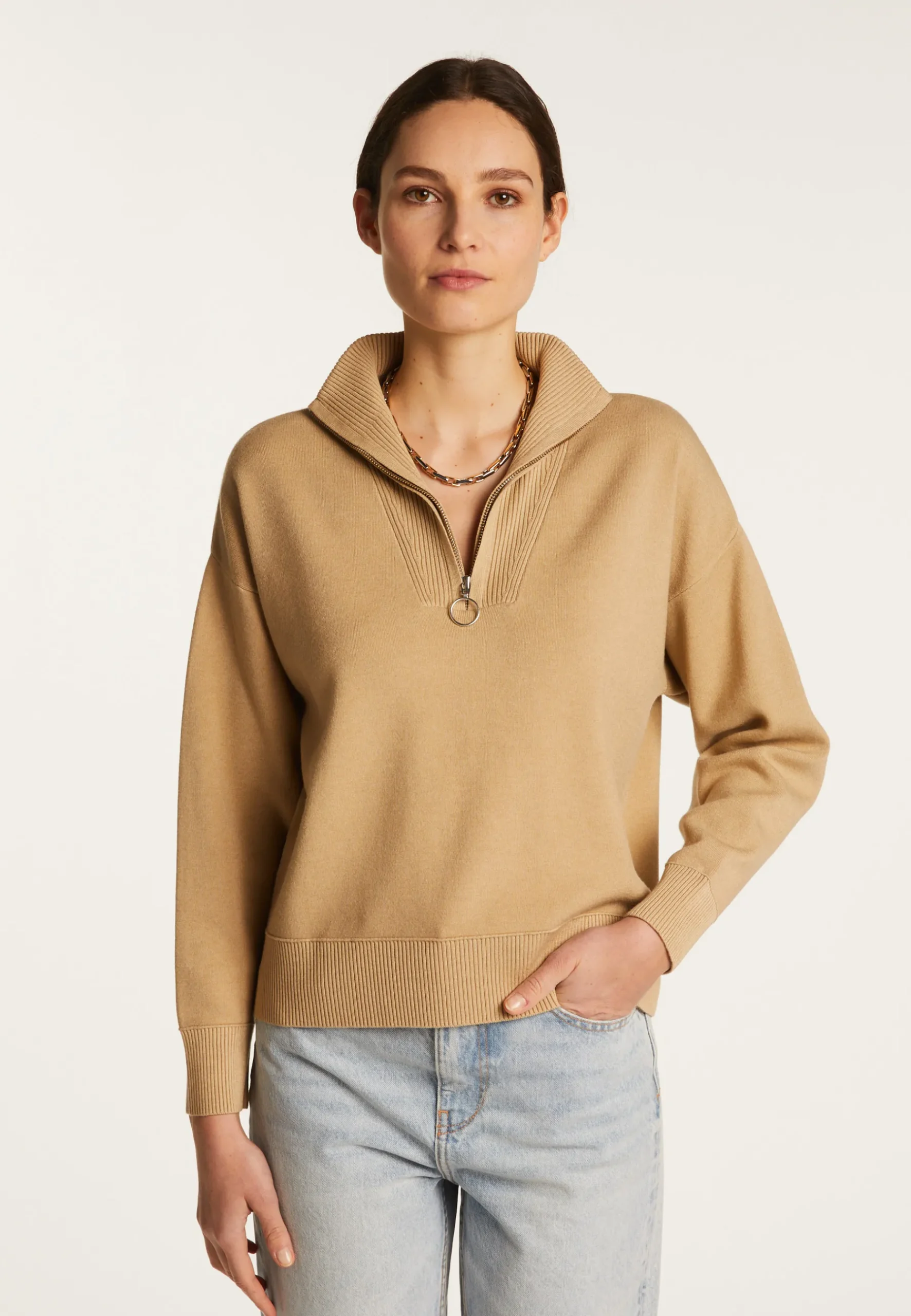 Montagut Pulls-Pull camionneur en laine melangée - Felicity 13-Beige moyen