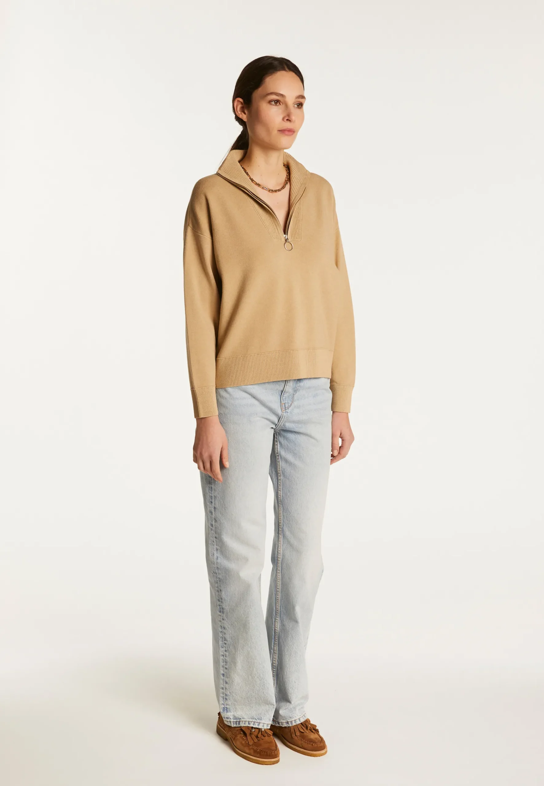 Montagut Pulls-Pull camionneur en laine melangée - Felicity 13-Beige moyen