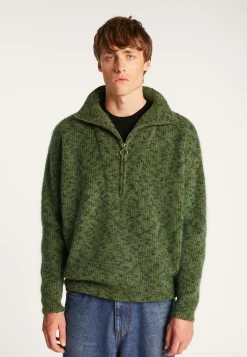 Montagut Pulls-Pull camionneur unisexe en mohair - Tenessy 83-Kaki
