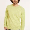 Montagut Pulls-Pull chiné col rond en coton - Doume 90-Vert anis