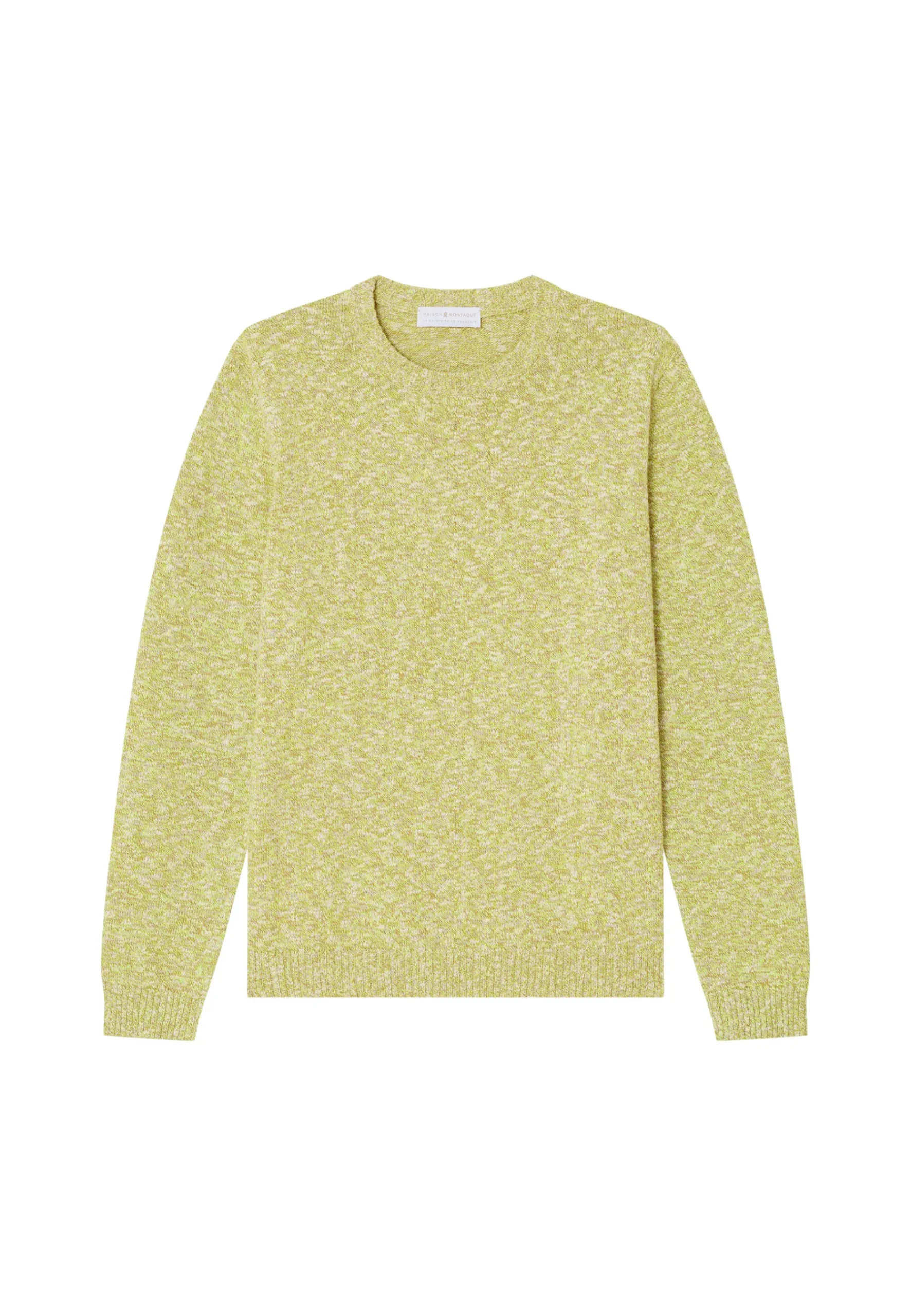 Montagut Pulls-Pull chiné col rond en coton - Doume 90-Vert anis