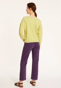 Montagut Pulls-Pull chiné en coton col bateau - Mello 90-Vert anis