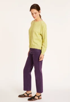 Montagut Pulls-Pull chiné en coton col bateau - Mello 90-Vert anis