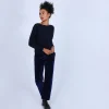 Montagut Les Incontournables-Pull col bateau en cachemire - Bal 05-Bleu marine