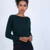 Montagut Les Incontournables-Pull col bateau en cachemire - Bal 21-Vert foncé