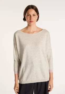 Montagut Pulls-Pull col bateau en cachemire et lin - Jacotte 11-Gris clair