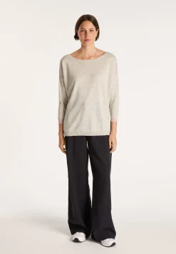 Montagut Pulls-Pull col bateau en cachemire et lin - Jacotte 11-Gris clair