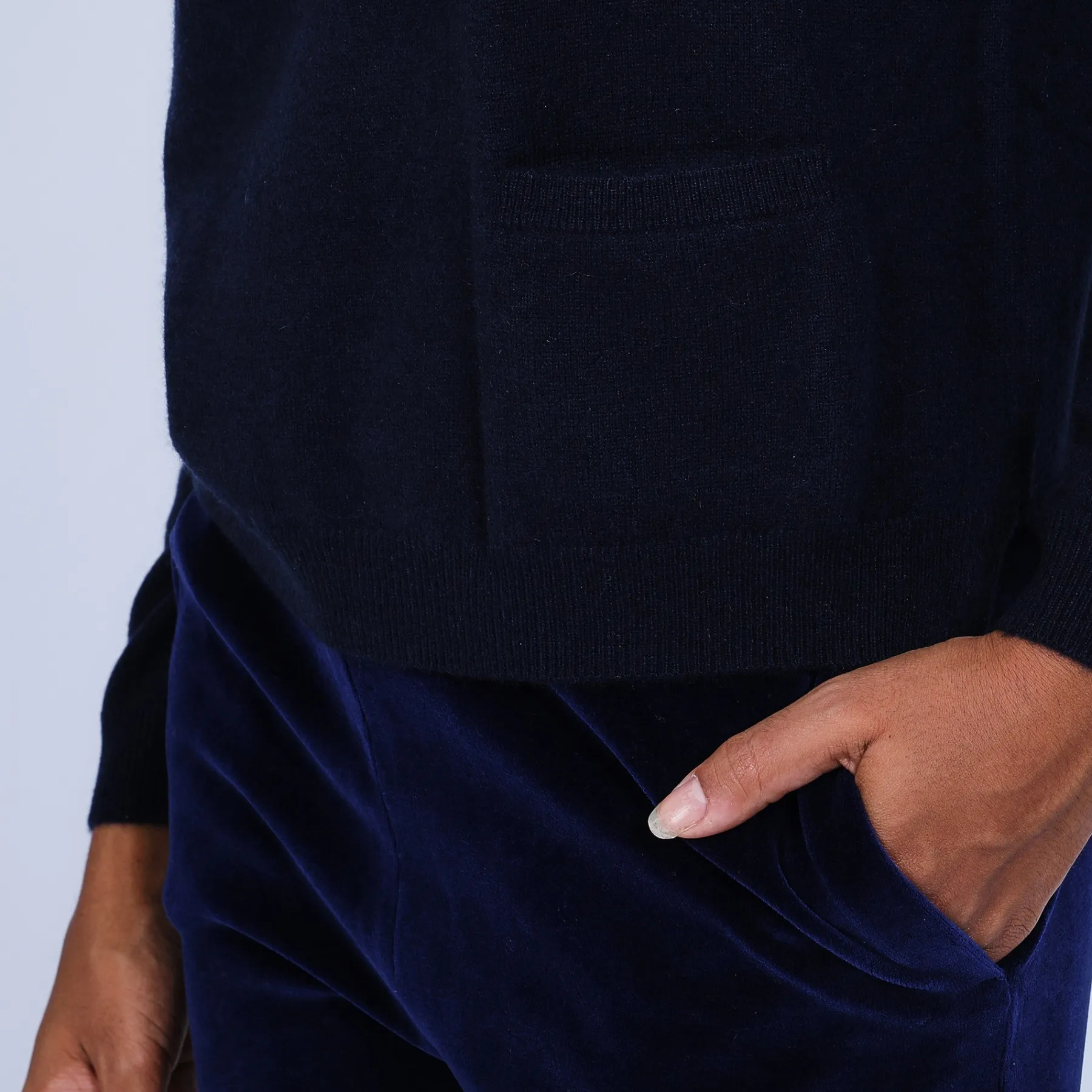 Montagut Les Incontournables-Pull col bateau en cachemire - Bal 05-Bleu marine