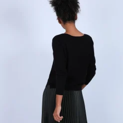Montagut Les Incontournables-Pull col bateau en cachemire - Bal 01-Noir