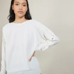 Montagut Pulls-Pull col bateau en coton cachemire - Felice 82-Ecru