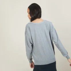 Montagut Pulls-Pull col bateau en coton cachemire - Felice 09-Gris moyen