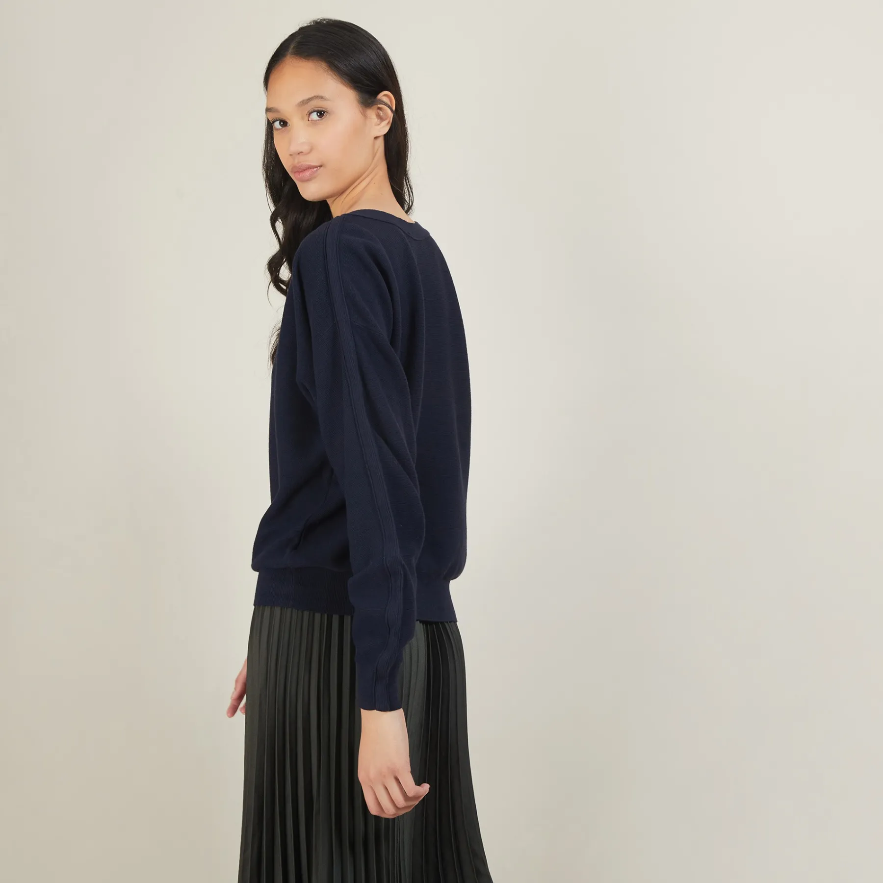 Montagut Pulls-Pull col bateau en coton cachemire - Felice 05-Bleu marine