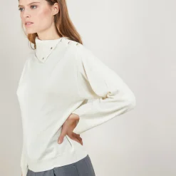Montagut Pulls-Pull col boutonné en cachemire - Gretel bis 82-Ecru