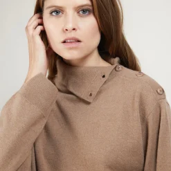 Montagut Pulls-Pull col boutonné en cachemire - Gretel bis 46-Marron clair