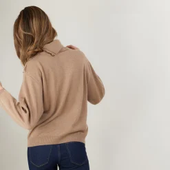 Montagut Pulls-Pull col boutonné en cachemire - Gretel bis 46-Marron clair