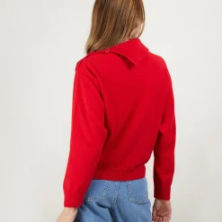 Montagut Pulls-Pull col boutonné en cachemire - Gretel bis 52-Rouge