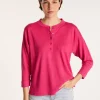 Montagut Pulls-Pull col boutonné en lin cachemire - Naza 91-Fuchsia