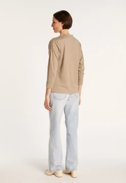 Montagut Pulls-Pull col boutonné en lin cachemire - Naza 14-Beige foncé