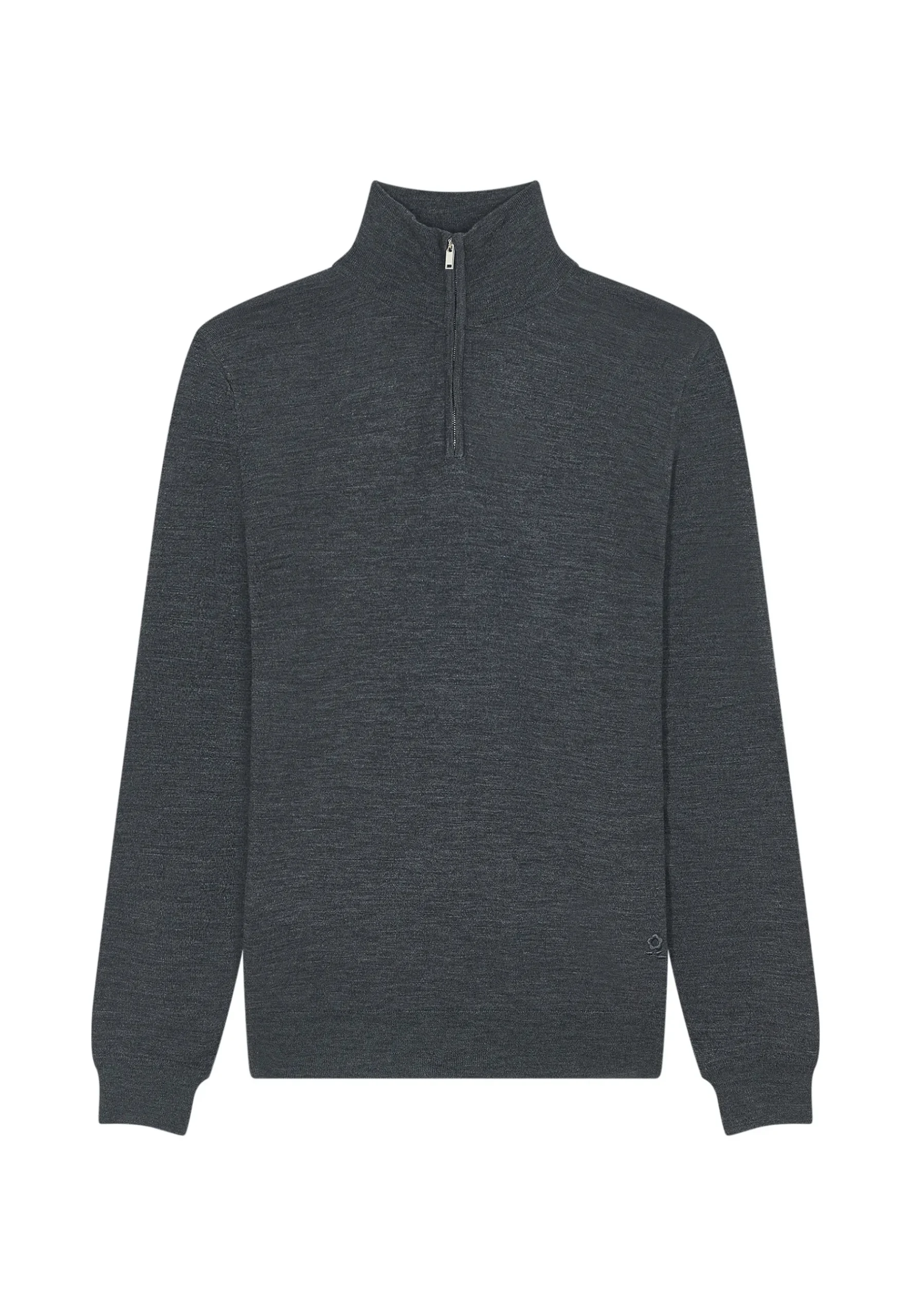 Montagut Pulls-Pull col camionneur avec logo en laine mérinos - Ryan 78-Gris anthracite