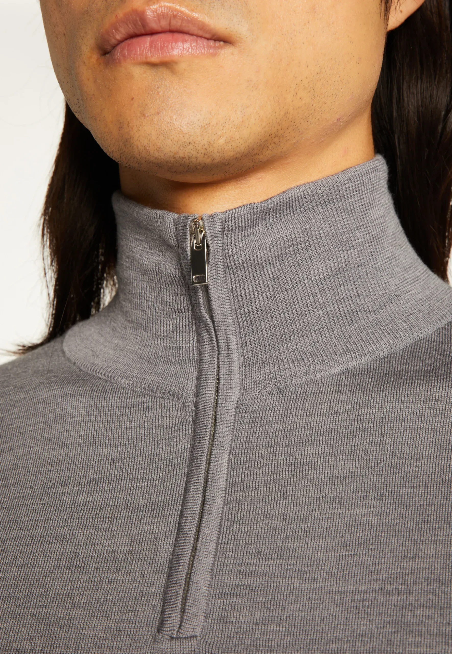 Montagut Pulls-Pull col camionneur avec logo en laine mérinos - Ryan 09-Gris moyen
