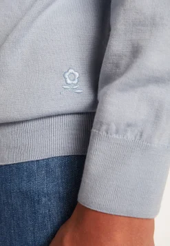 Montagut Pulls-Pull col camionneur avec logo en laine mérinos - Ryan 77-Bleu ciel