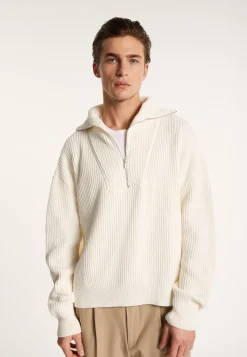 Montagut Pulls-Pull col camionneur en gros coton - Bill 02-Blanc