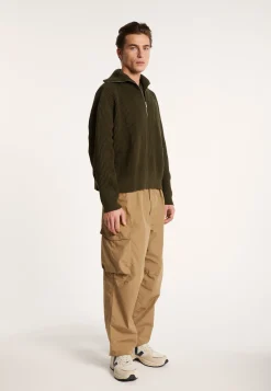 Montagut Pulls-Pull col camionneur en gros coton - Bill 83-Kaki