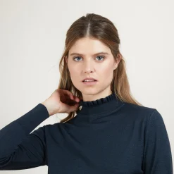 Montagut Pulls-Pull col fantaisie en laine et soie - Florina 10-Gris foncé