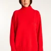 Montagut Pulls-Pull col montant en cachemire - Roxane 52-Rouge