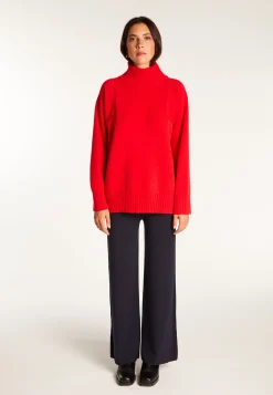 Montagut Pulls-Pull col montant en cachemire - Roxane 52-Rouge