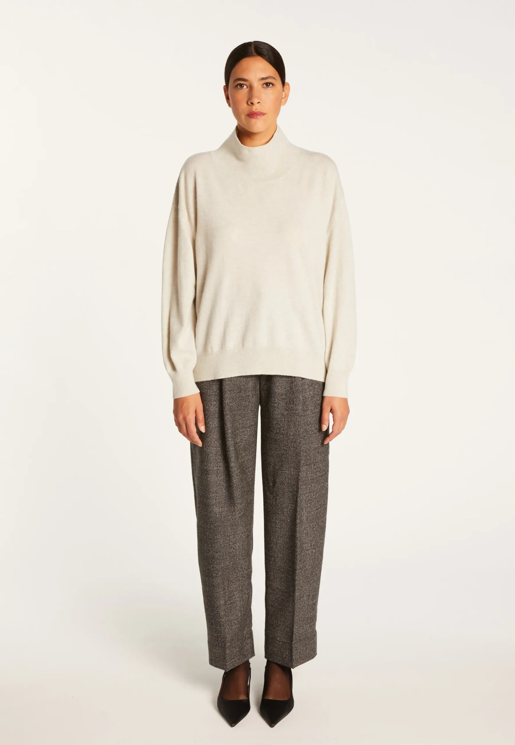 Montagut Les Incontournables-Pull col montant en cachemire - Athena 11-Gris clair