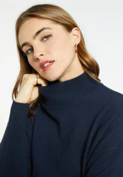 Montagut Les Incontournables-Pull col montant en cachemire - Bassa 05-Bleu marine