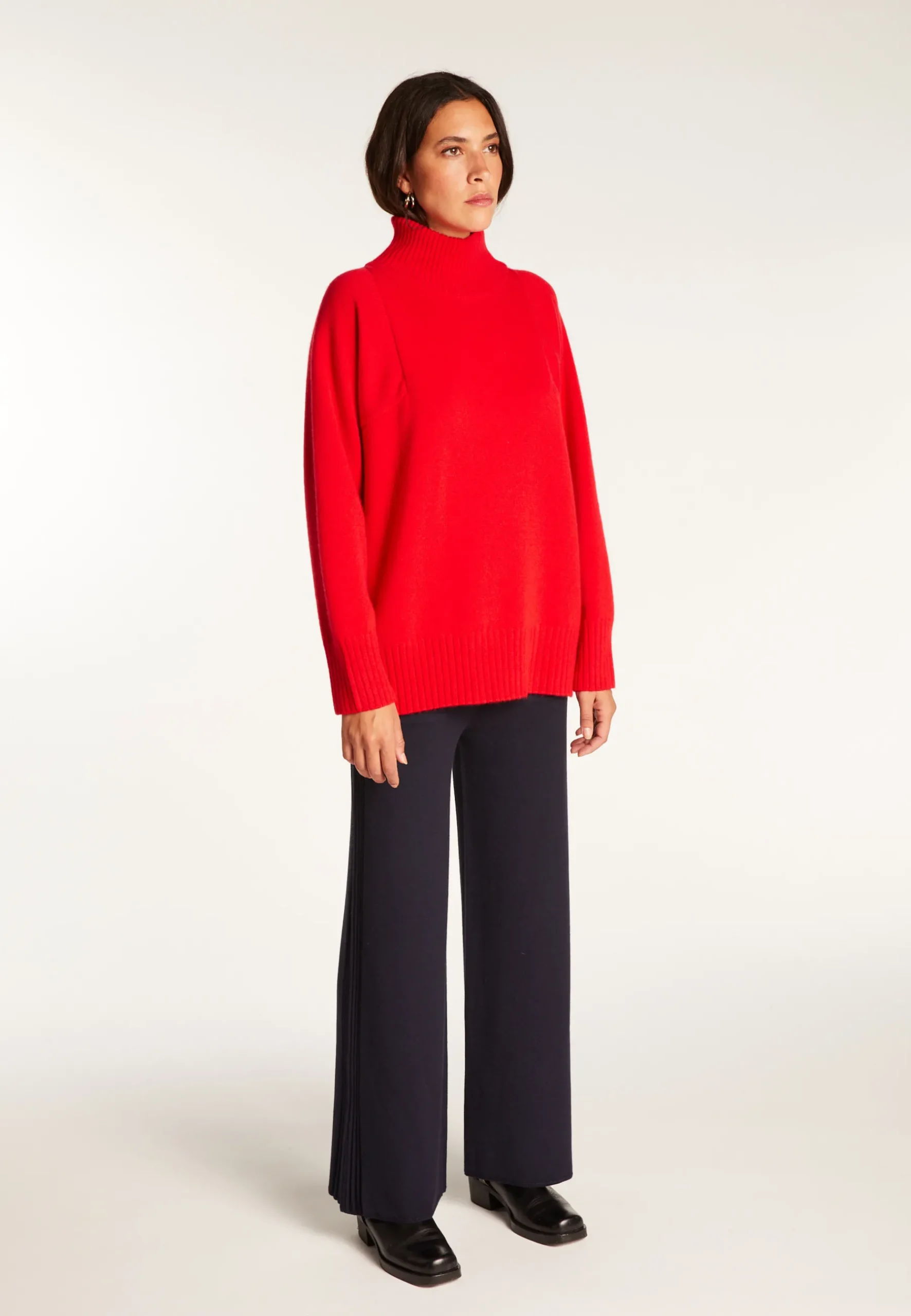 Montagut Pulls-Pull col montant en cachemire - Roxane 52-Rouge