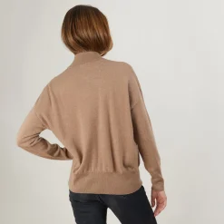 Montagut Les Incontournables-Pull col montant en cachemire - Bassa 46-Marron clair