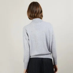 Montagut Les Incontournables-Pull col montant en cachemire - Bassa 09-Gris moyen